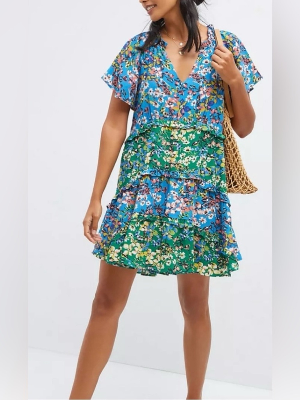 Anthropologie Robin Tiered Mini Dress size L